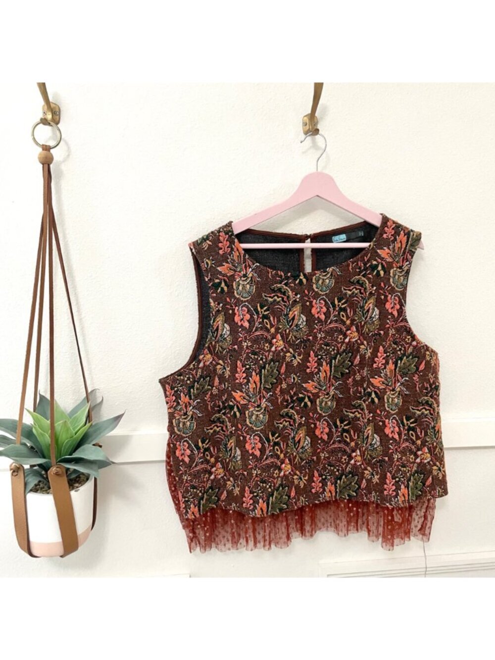 Anthropologie Eva Franco Jacquard Sleeveless Top Tank Size 2XL Artsy Whimsigoth - Picture 2 of 6